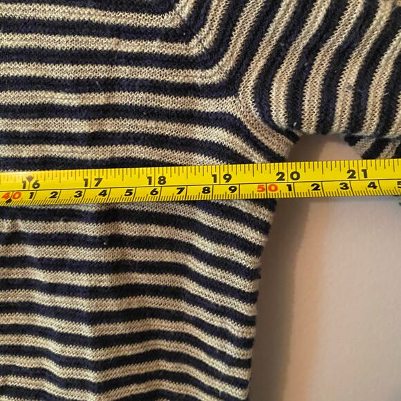 Eileen Fisher Navy White Striped Long Sleeve Cotton Linen Women's size Medium - Picture 7 of 10
